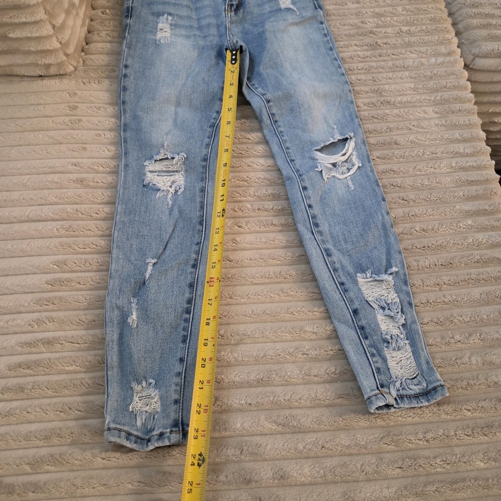 Wax Jean Butt I Love You Distressed Skinny Jeans Size 3/26 Light Wash Ripped - Picture 7 of 10